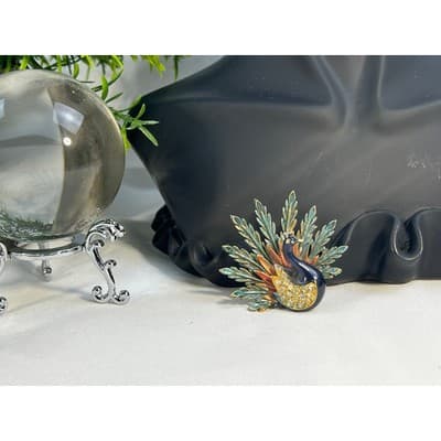 Art Mode Vintage Peacock Brooch Pin Vibrant Enamel Rare Design MCM Bird Jewelry - Thumbnail 11