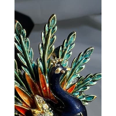 Art Mode Vintage Peacock Brooch Pin Vibrant Enamel Rare Design MCM Bird Jewelry - Thumbnail 6