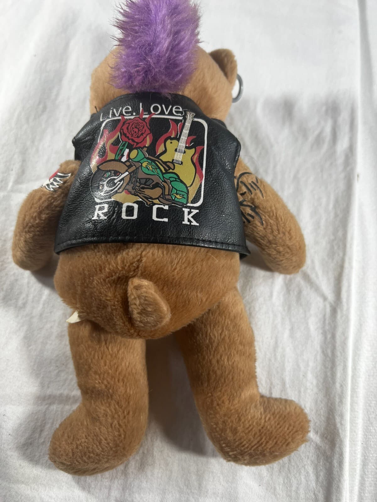 Herrington Teddy Bears Hard Rock Cafe Bear Plush Live Love Rock Leather Vest 8" - Thumbnail 2