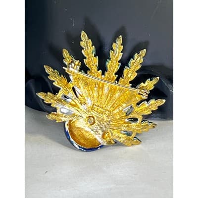 Art Mode Vintage Peacock Brooch Pin Vibrant Enamel Rare Design MCM Bird Jewelry - Thumbnail 15