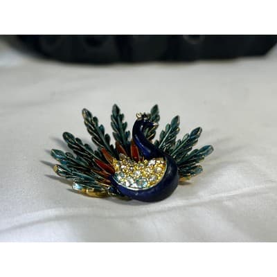 Art Mode Vintage Peacock Brooch Pin Vibrant Enamel Rare Design MCM Bird Jewelry - Thumbnail 16