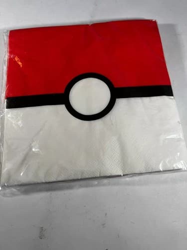 NEW Pokémon Pokeball Birthday Party Supplies Napkins 20 Count 7” square - Thumbnail 2