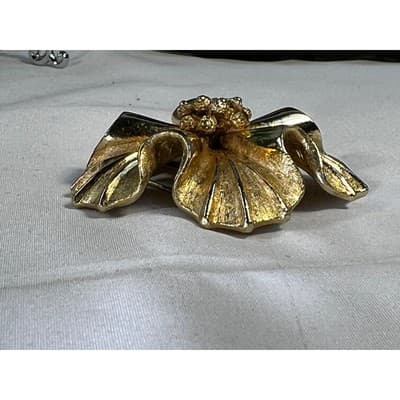 Vintage Coro Gold Tone MCM Art Deco Flower Brooch Floral Motif Rare - Thumbnail 19