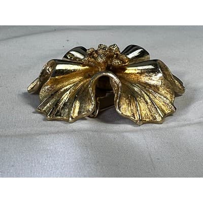 Vintage Coro Gold Tone MCM Art Deco Flower Brooch Floral Motif Rare - Thumbnail 17
