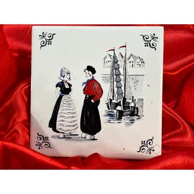 Vintage Dutch Delfware Tile Holland Royal MOSA 6 Netherlands Trivet Ceramic MCM - Thumbnail 9