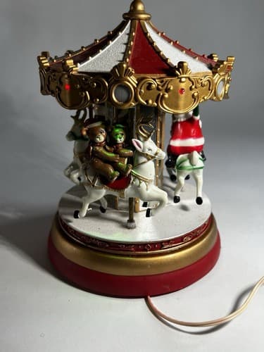Vintage Christmas Carousel Merry Go Round PAC Pan-Asian Creations Santa WORKS - Thumbnail 5