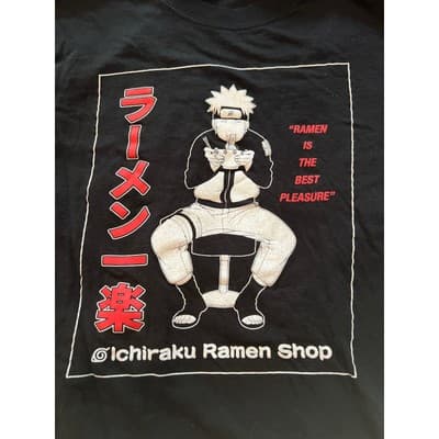 Naturo Shippuden Ramen Soup Crew Neck Casual Short Sleeve T-Shirt Black Small - Thumbnail 2