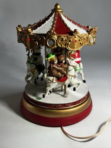 Vintage Christmas Carousel Merry Go Round PAC Pan-Asian Creations Santa WORKS - Thumbnail 7