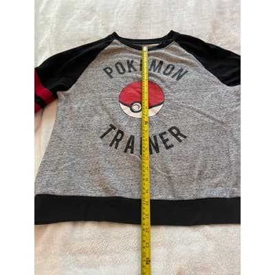 Pokemon Trainer Pokeball Lightweight Fleece Pullover Sweatshirt Gray Small - Thumbnail 9