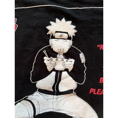 Naturo Shippuden Ramen Soup Crew Neck Casual Short Sleeve T-Shirt Black Small - Thumbnail 4