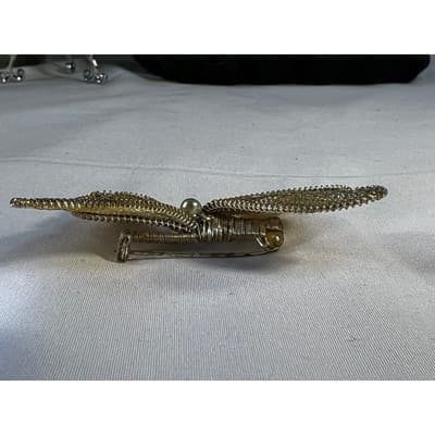 Vintage Wire Wrapped Butterfly Brooch Delicate Handmade Metallic Woven MCM - Thumbnail 10
