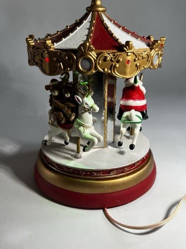 Vintage Christmas Carousel Merry Go Round PAC Pan-Asian Creations Santa WORKS - Thumbnail 4