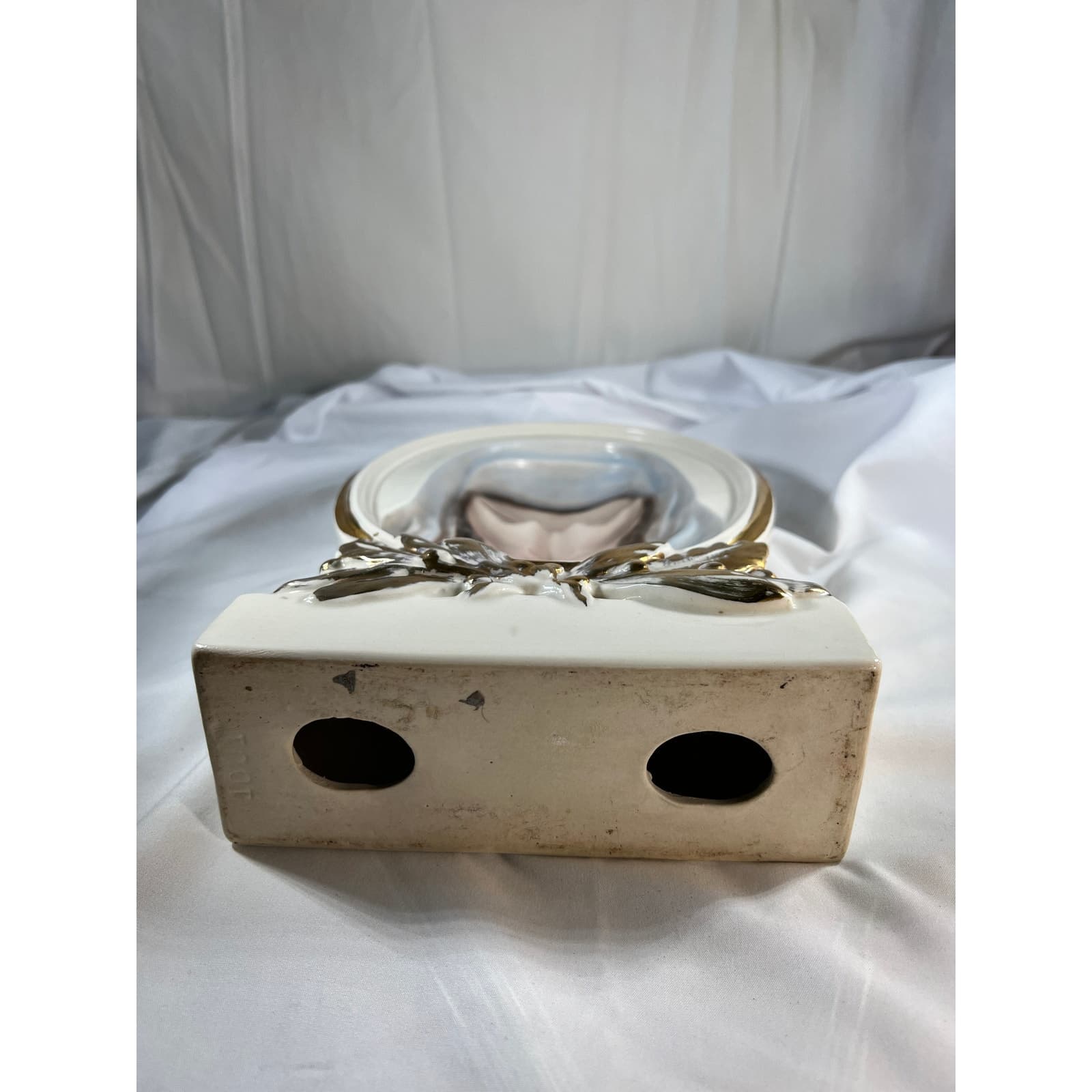 Gorgeous Virgin Mary Face Religious Concave Porcelain Statue Vintage Decor 7x12 - Thumbnail 18