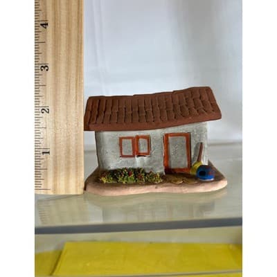 Rare Vintage Artist Handmade Cottage Village Pottery House Hand painted - Thumbnail 13