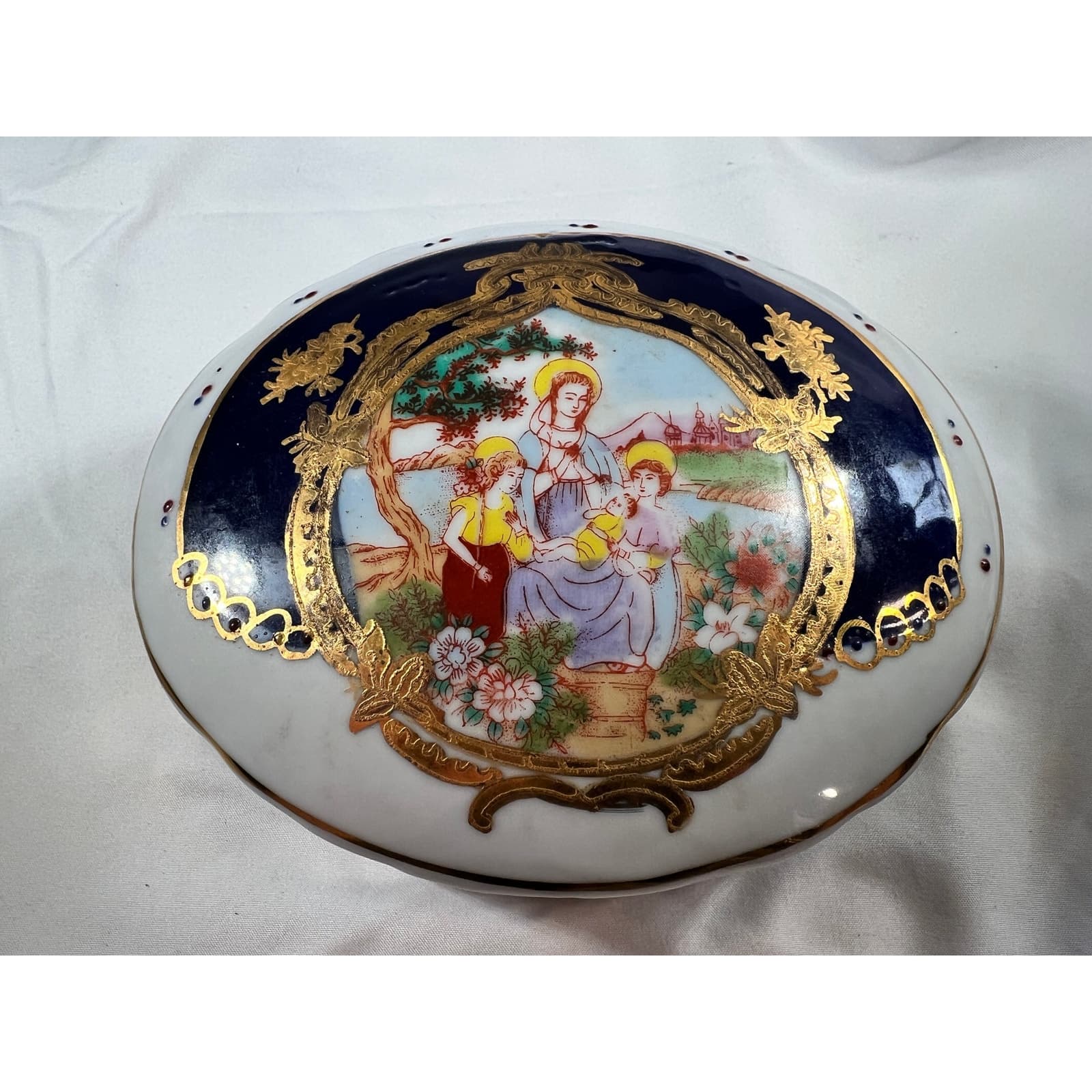 L.F. Limoges P.R.C. Fine Porcelain Trinket Box with Lid RARE Religious Vintage - Thumbnail 12