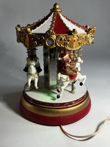 Vintage Christmas Carousel Merry Go Round PAC Pan-Asian Creations Santa WORKS - Thumbnail 8