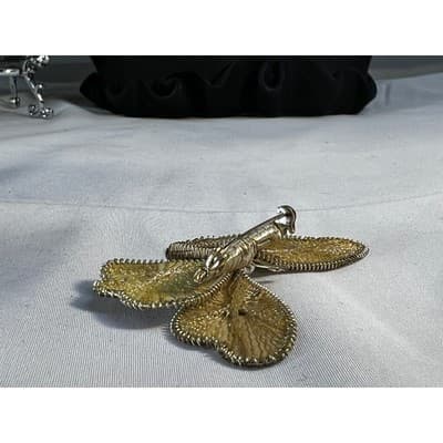 Vintage Wire Wrapped Butterfly Brooch Delicate Handmade Metallic Woven MCM - Thumbnail 17