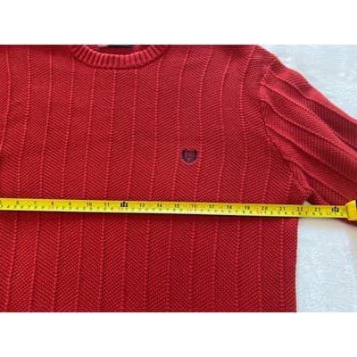 Chaps Mens Cable Knit Crew Neck Long Sleeve Casual Pullover Sweater Red Large - Thumbnail 8