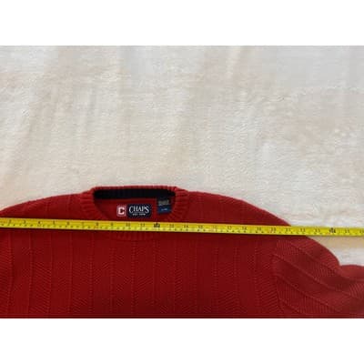Chaps Mens Cable Knit Crew Neck Long Sleeve Casual Pullover Sweater Red Large - Thumbnail 11