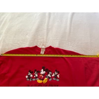 Disney Mickey Mouse Vintage 90s Casual Pullover Unisex Sweatshirt Red XXL - Thumbnail 9