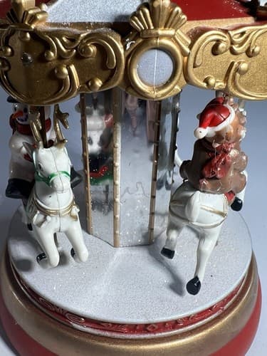 Vintage Christmas Carousel Merry Go Round PAC Pan-Asian Creations Santa WORKS - Thumbnail 13