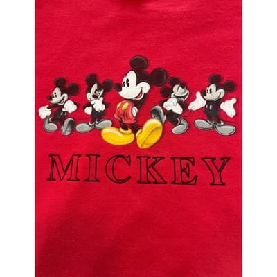 Disney Mickey Mouse Vintage 90s Casual Pullover Unisex Sweatshirt Red XXL - Thumbnail 2