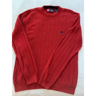 Chaps Mens Cable Knit Crew Neck Long Sleeve Casual Pullover Sweater Red Large - Thumbnail 2
