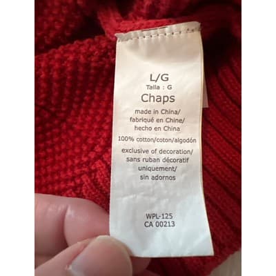 Chaps Mens Cable Knit Crew Neck Long Sleeve Casual Pullover Sweater Red Large - Thumbnail 6