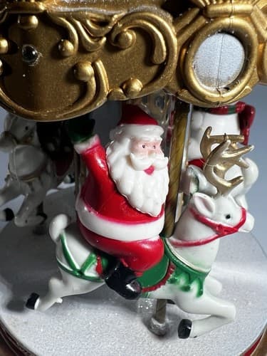 Vintage Christmas Carousel Merry Go Round PAC Pan-Asian Creations Santa WORKS - Thumbnail 15