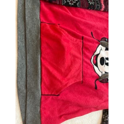 Disney Luxe Mickey Fleece Pocket Crew Neck Long Sleeve Pajama Top Red Large - Thumbnail 4