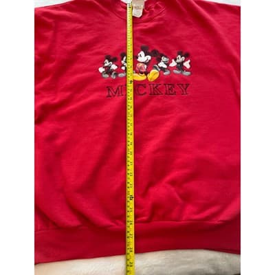 Disney Mickey Mouse Vintage 90s Casual Pullover Unisex Sweatshirt Red XXL - Thumbnail 8