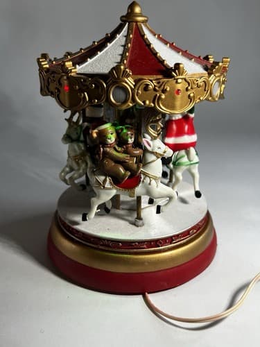 Vintage Christmas Carousel Merry Go Round PAC Pan-Asian Creations Santa WORKS - Thumbnail 6