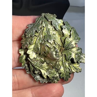 Brian N. Nagle Green Woman Limited Edition Brooch Pewter Nature Inspired Pagan - Thumbnail 8