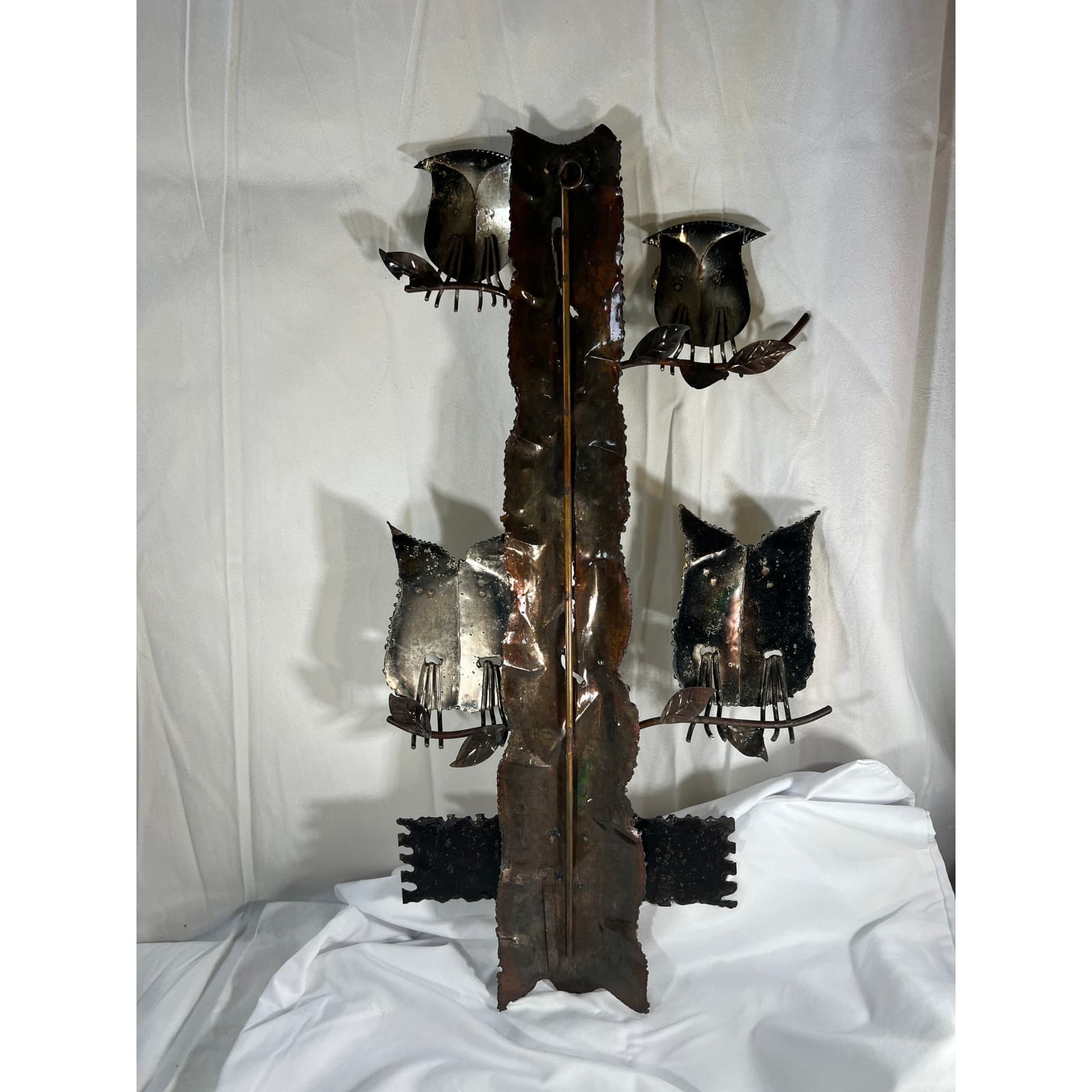 Metal Owl Wall Hanging Welcome To Our Home Vintage 70s 12"x24" Rustic Home Decor - Thumbnail 4