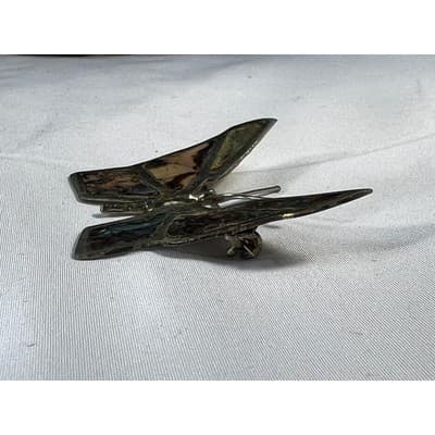 Vintage Mexican Silver Butterfly Brooch Abalone Shell Inlay Stained Glass Look - Thumbnail 17