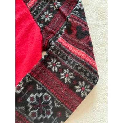 Disney Luxe Mickey Fleece Pocket Crew Neck Long Sleeve Pajama Top Red Large - Thumbnail 3