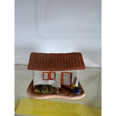 Rare Vintage Artist Handmade Cottage Village Pottery House Hand painted - Thumbnail 3