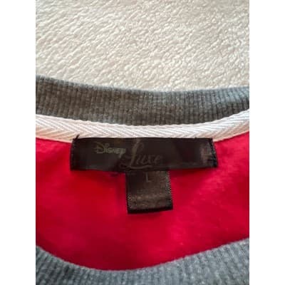 Disney Luxe Mickey Fleece Pocket Crew Neck Long Sleeve Pajama Top Red Large - Thumbnail 5
