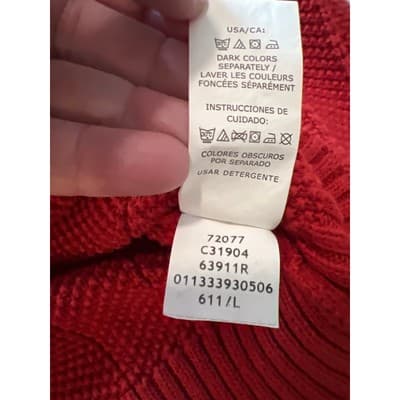 Chaps Mens Cable Knit Crew Neck Long Sleeve Casual Pullover Sweater Red Large - Thumbnail 7