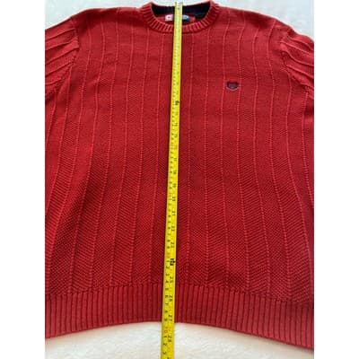 Chaps Mens Cable Knit Crew Neck Long Sleeve Casual Pullover Sweater Red Large - Thumbnail 9