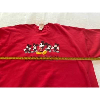 Disney Mickey Mouse Vintage 90s Casual Pullover Unisex Sweatshirt Red XXL - Thumbnail 6
