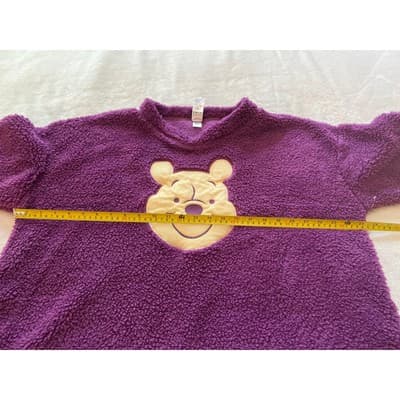 Disney Winnie The Pooh Faux Fur Pullover Crew Neck Pajama Top Purple XL - Thumbnail 6