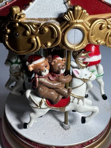 Vintage Christmas Carousel Merry Go Round PAC Pan-Asian Creations Santa WORKS - Thumbnail 14