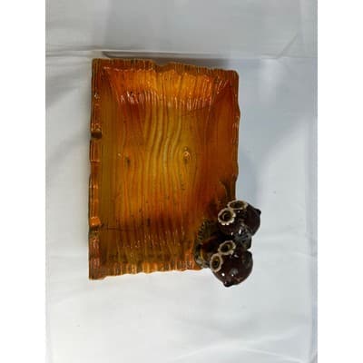 MCM Vintage Owl Eyes Ceramic Ashtray Trinket Tray Orange Glaze Dish 60/70s Retro - Thumbnail 14