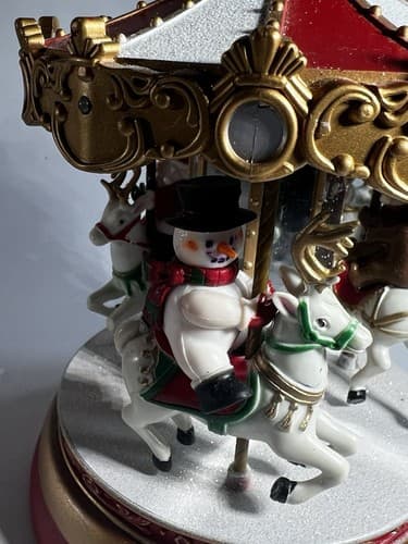Vintage Christmas Carousel Merry Go Round PAC Pan-Asian Creations Santa WORKS - Thumbnail 12