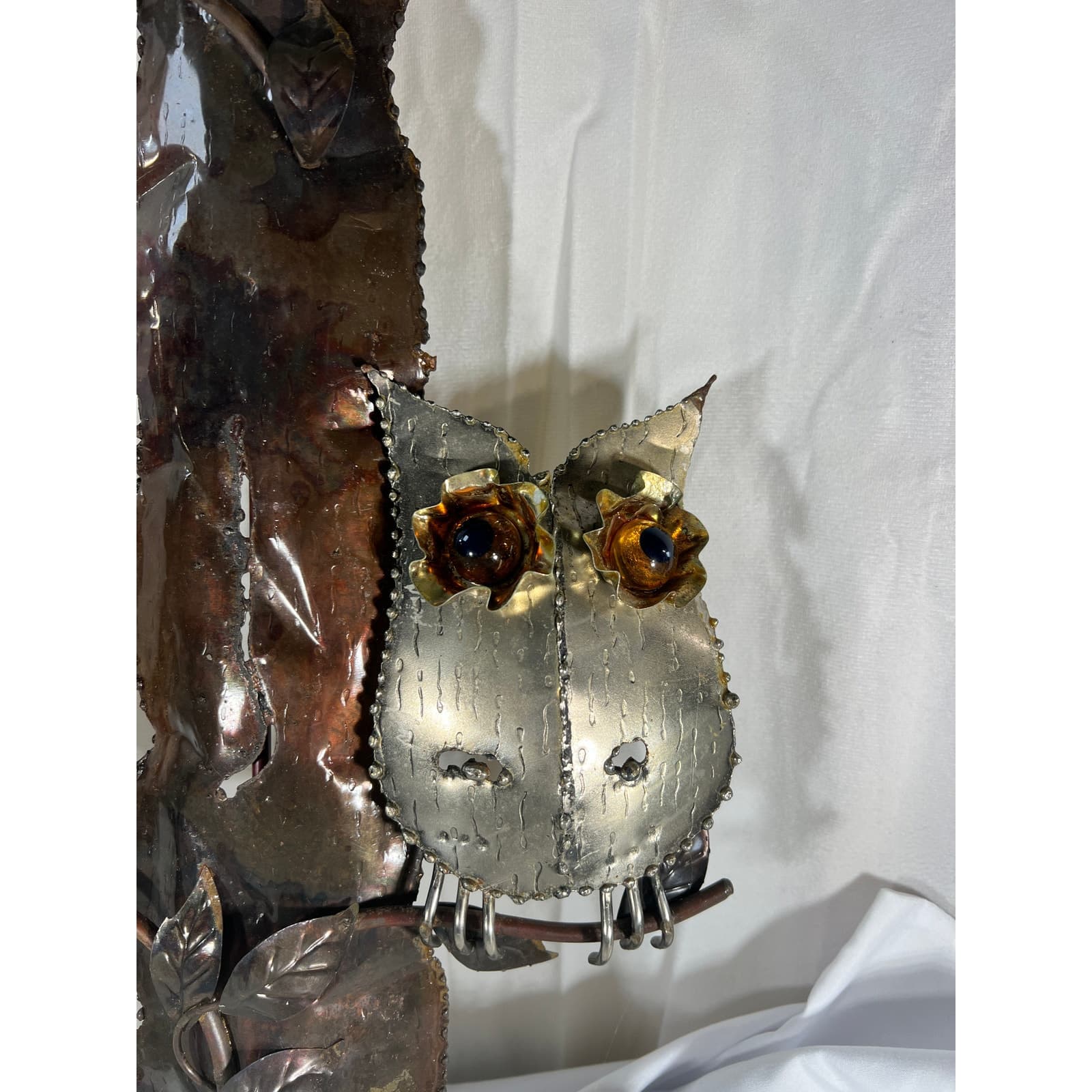 Metal Owl Wall Hanging Welcome To Our Home Vintage 70s 12"x24" Rustic Home Decor - Thumbnail 12