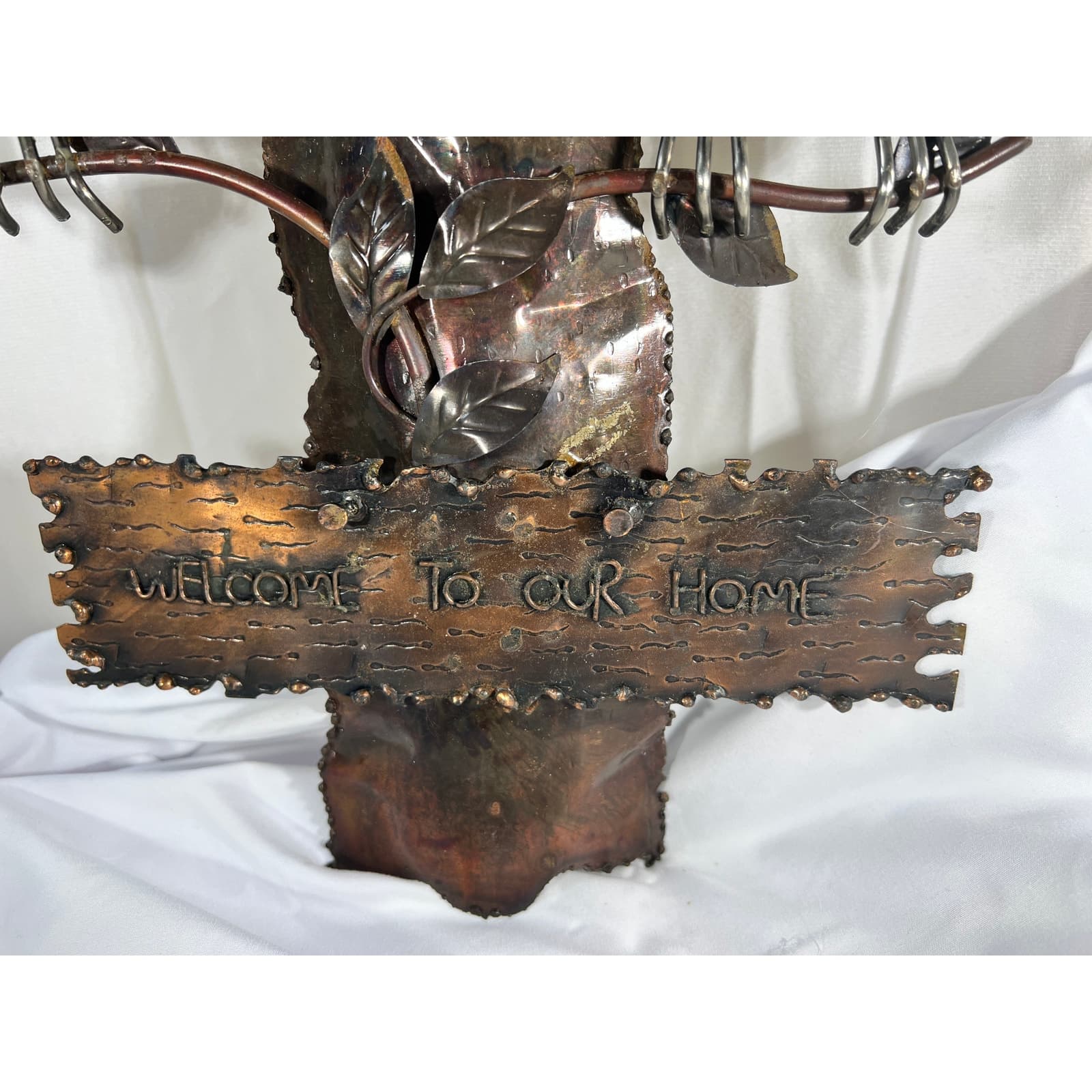 Metal Owl Wall Hanging Welcome To Our Home Vintage 70s 12"x24" Rustic Home Decor - Thumbnail 19