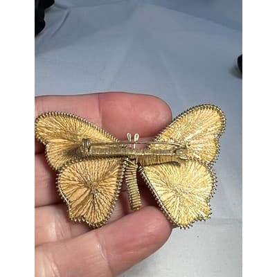 Vintage Wire Wrapped Butterfly Brooch Delicate Handmade Metallic Woven MCM - Thumbnail 21