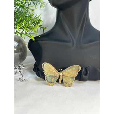 Vintage Wire Wrapped Butterfly Brooch Delicate Handmade Metallic Woven MCM - Thumbnail 22