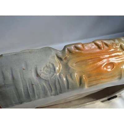 MCM Vintage Owl Eyes Ceramic Ashtray Trinket Tray Orange Glaze Dish 60/70s Retro - Thumbnail 23
